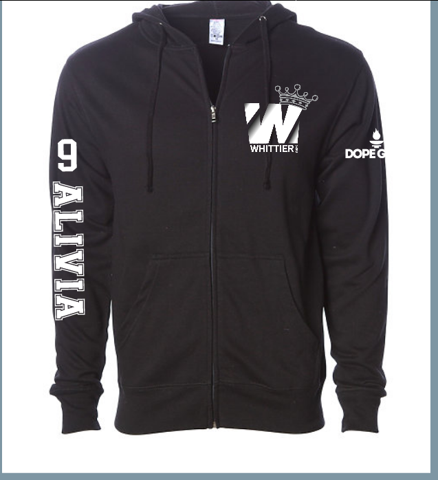 WHITTIER volleyball club zip up Hoodie PINK W