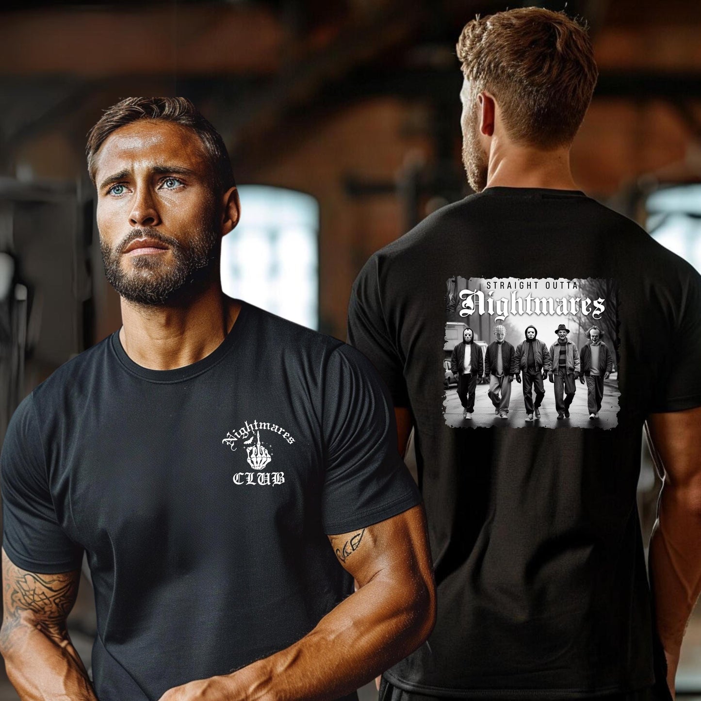 unisex Halloween Nightmares Club sweater or t-shirt.  Horror films, Straight Outta Nightmares