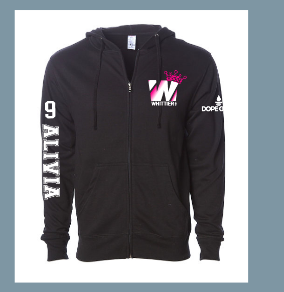 WHITTIER volleyball club zip up Hoodie PINK W