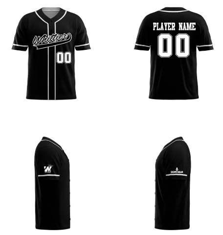 WHITTIER parent baseball jersey PRE-ORDER ONLY BY: JAN. 10TH.