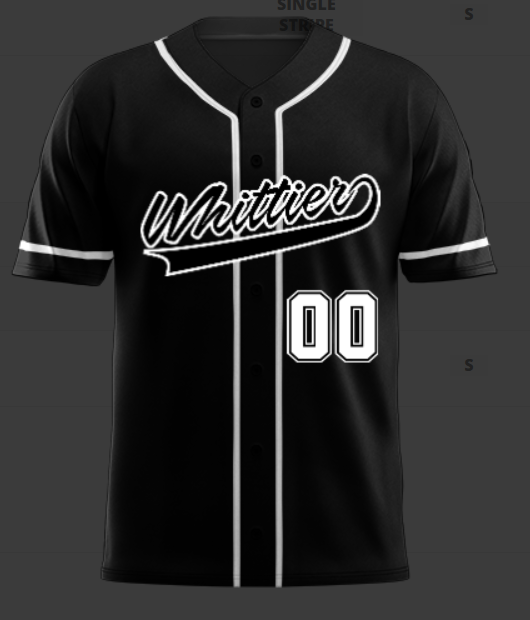 WHITTIER parent baseball jersey PRE-ORDER ONLY BY: JAN. 10TH.