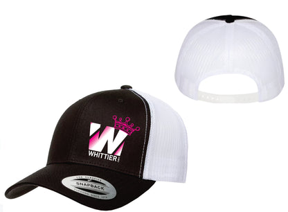 WVBC trucker hats with PINK Whittier Logo