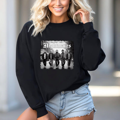 Halloween straight outta Nightmares unisex Sweater. Horror films, unisex crewneck sweater.