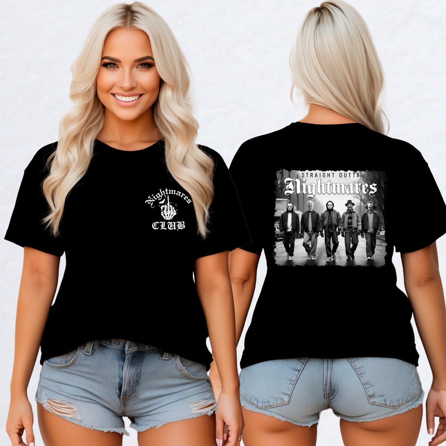 unisex Halloween Nightmares Club sweater or t-shirt.  Horror films, Straight Outta Nightmares