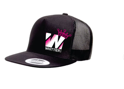 WVBC Flat Bill hats with PINK Whittier Logo