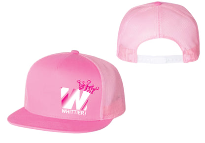 WVBC Flat Bill hats with PINK Whittier Logo