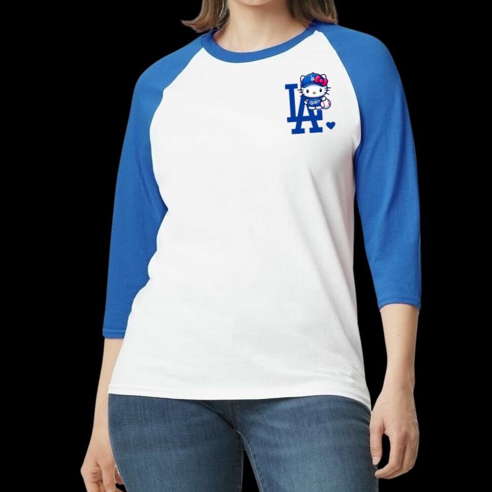 Hello Kitty LA Dodgers Raglan shirt, baseball world series champions - loose fitting