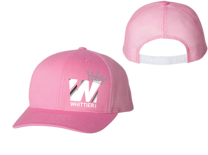 WVBC trucker hats with WHITE Whittier Logo