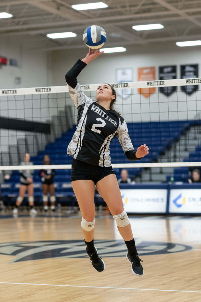 Whittier Jersey on Female Volleyball Player